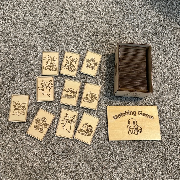 Pokemon Other - Wood Burned Pokémon Matching Game